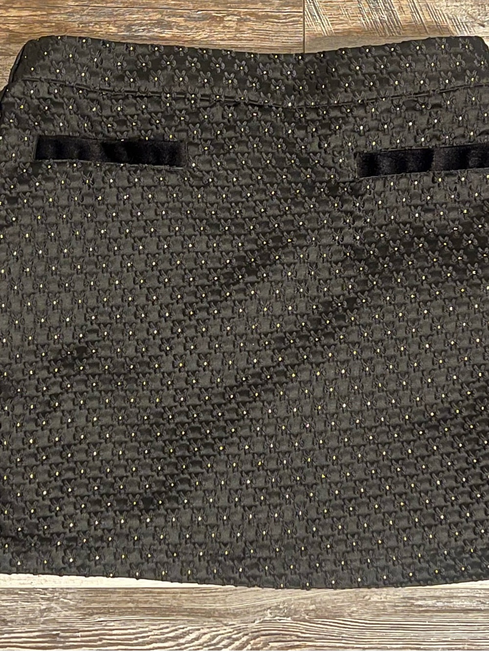 Copper Key Black Textured Skirt with Gold Dots large 12 14